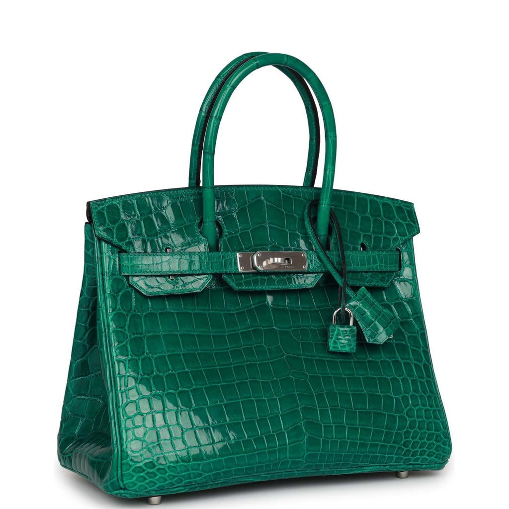 Hermes Birkin Bag 30cm Emerald (Vert Emerude) Shiny Nilo Crocodile Gold  Hardware