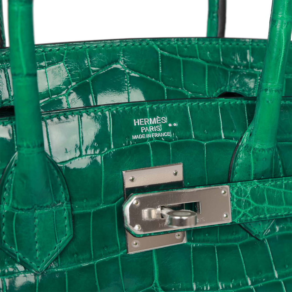Hermes Birkin 30 Emerald Shiny Niloticus Crocodile Palladium Hardware