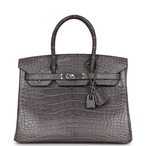 Pre-owned Hermes Birkin 30 Gris Paris Matte Alligator Palladium Hardware