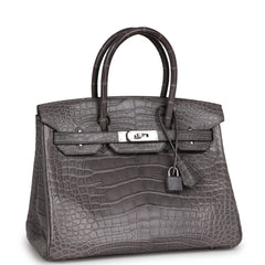 Pre-owned Hermes Birkin 30 Gris Paris Matte Alligator Palladium Hardware