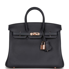 Hermes Birkin 25 Caban Swift Rose Gold Hardware