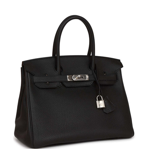 Pre-owned Hermes Birkin 30 Black Togo Palladium Hardware