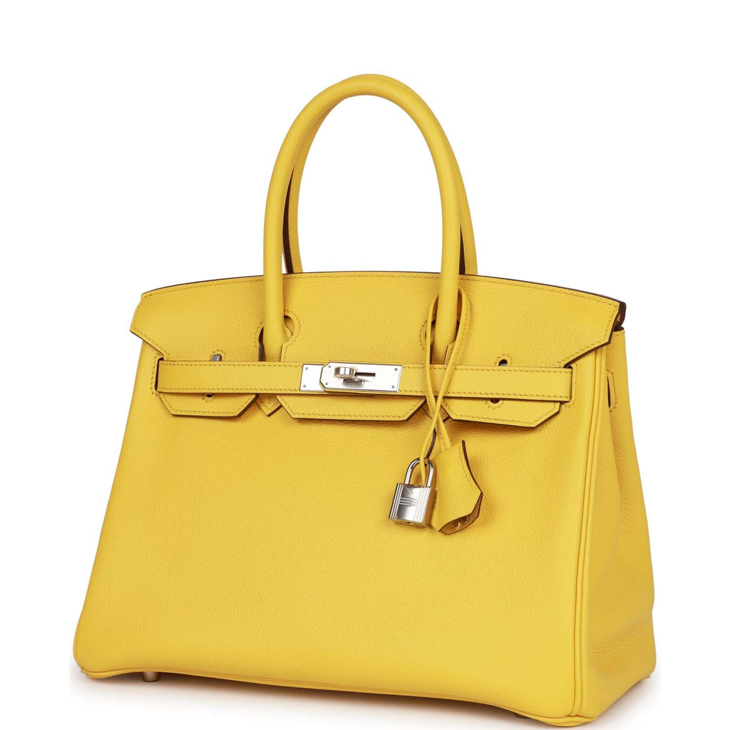 Hermes Birkin 30 Jaune de Naples Taurillon Novillo Palladium Hardware Yellow New or Never Worn Novillo