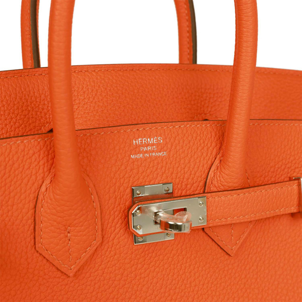 Birkin 25 leather handbag Hermès Orange in Leather - 20377677