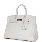 Pre-owned Hermes Special Order (HSS) Birkin 35 White Clemence Gold Hardware