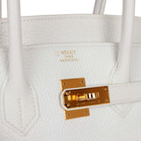 Pre-owned Hermes Special Order (HSS) Birkin 35 White Clemence Gold Hardware