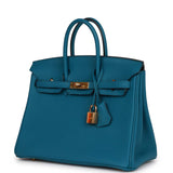 Pre-owned Hermes Birkin 25 Cobalt Togo Gold Hardware