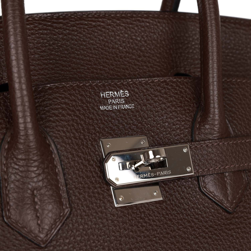Hermes Birkin Handbag Chocolate Togo with Palladium Hardware 30 Brown