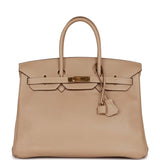 Pre-owned Hermes Birkin 35 Argile Swift Gold Hardware