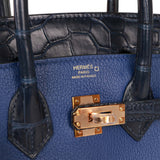 Hermès Hermes Bleu Marine Matte Alligator & Bleu Saphir Novillo Touch  Birkin 30 Rghw Blue ref.620449 - Joli Closet