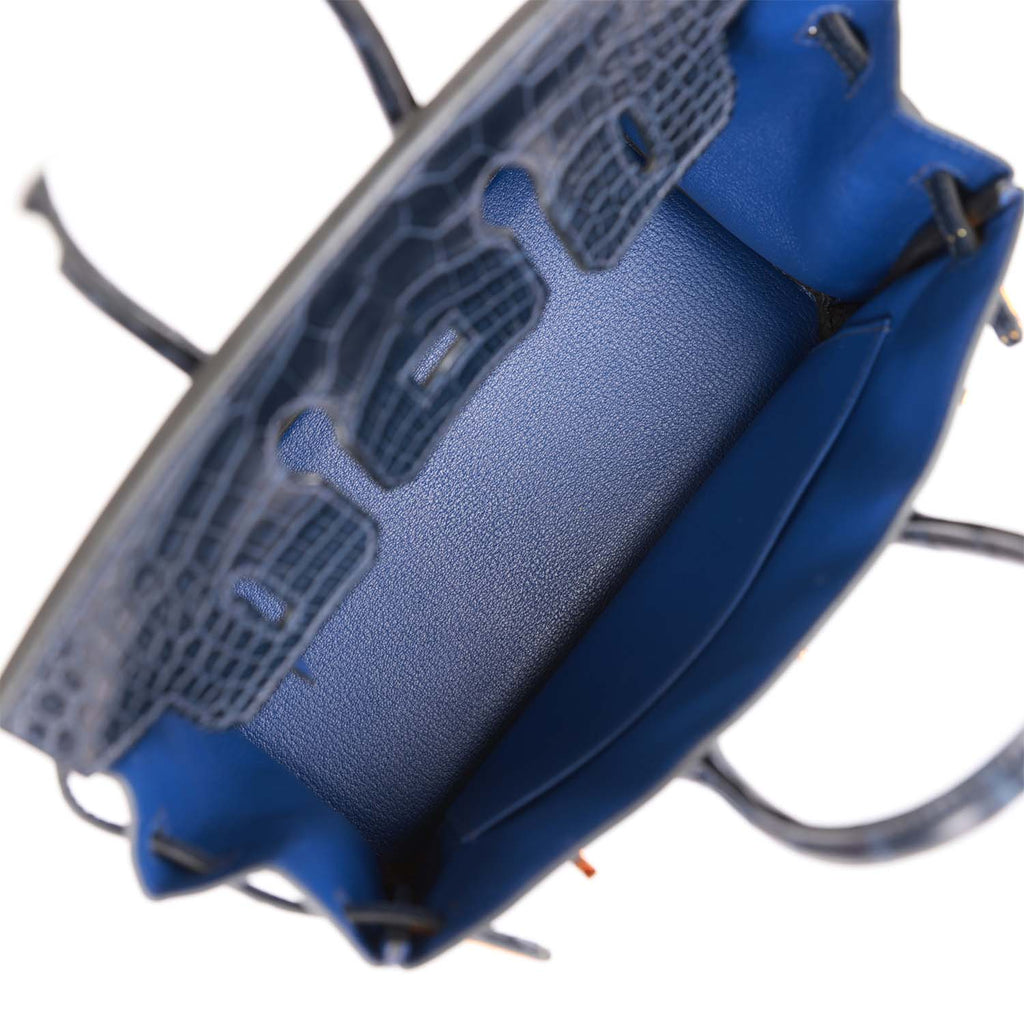 Hermès Taurillon Novillo Verso Bleu Saphir Gris Mouette Birkin 25 GHW - Handbag | Pre-owned & Certified | used Second Hand | Unisex