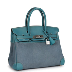 Vintage Hermes Birkin 30 Blue Jean Gulliver and Denim Palladium Hardware