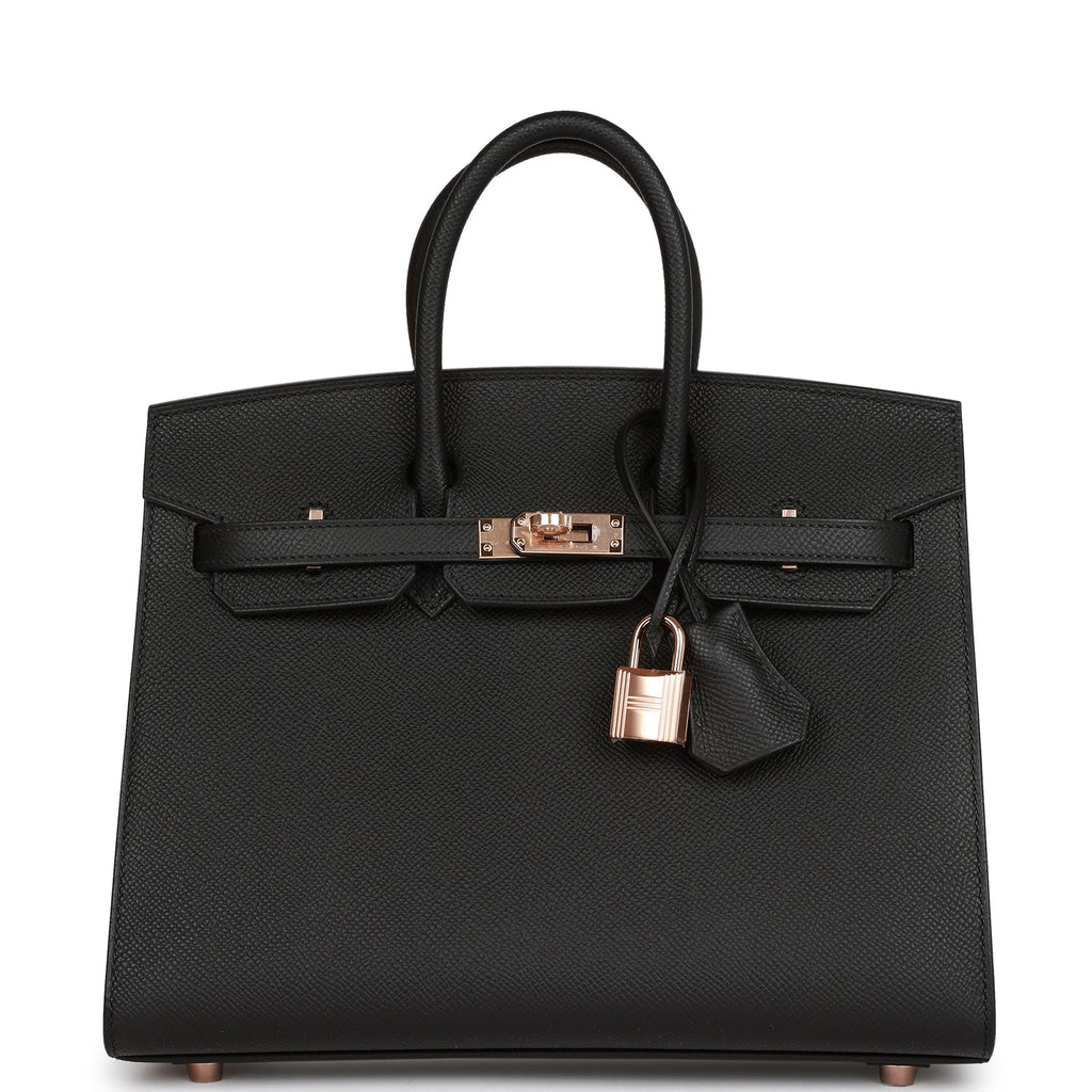 Hermes Birkin Sellier 25 Black Epsom Rose Gold Hardware – Madison Avenue  Couture