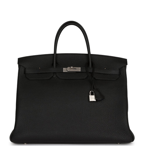 Pre-owned Hermes Horseshoe Stamp (HSS) Birkin 40 Black Verso Clemence Brushed Palladium Hardware