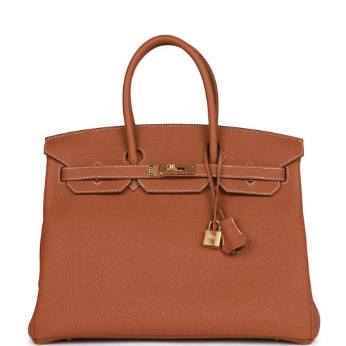 Hermes Orange 35cm Birkin Gold GHW Tote Bag X Stamp Iconic Summer! - Chicjoy