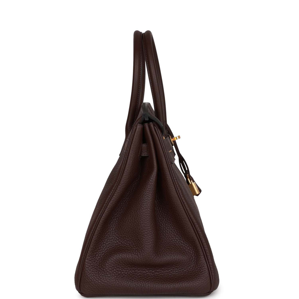 Hermes Birkin 35CM Clemence Chocolate Brown Gold Hardwear Handbag