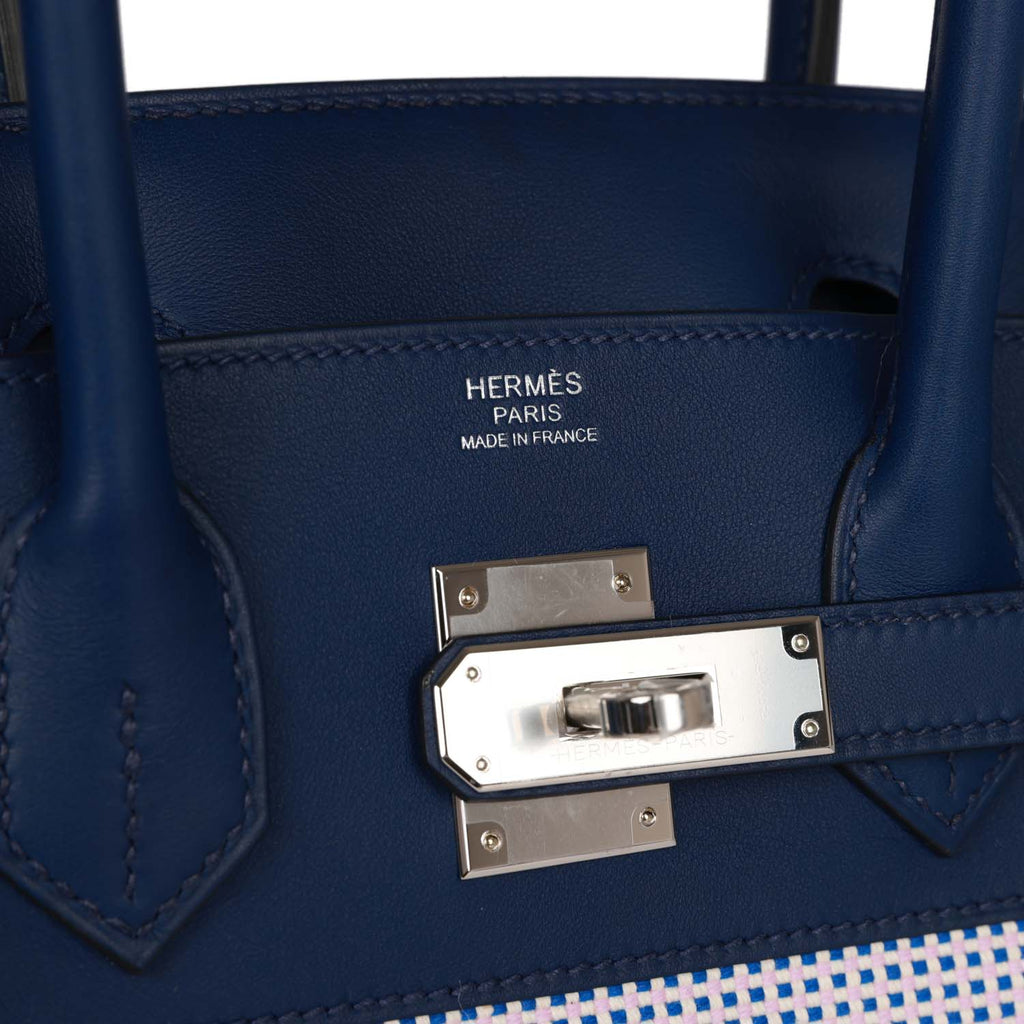 Hermes Birkin 25 Cote-a-Cote Tuffetage Bleu Saphir and Caban Swift
