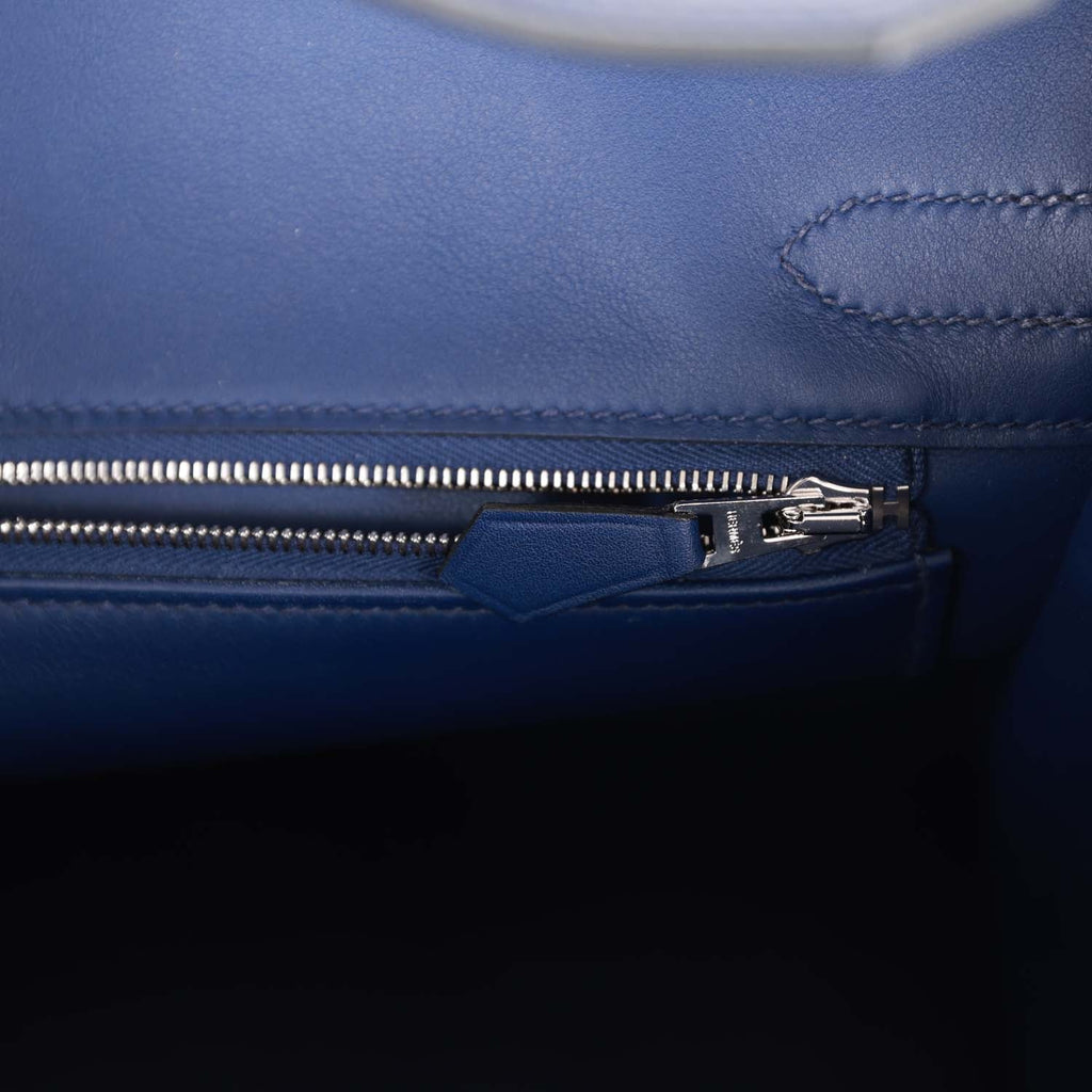 Hermes Birkin 25 Cote-a-Cote Tuffetage Bleu Saphir and Caban Swift  Permabrass Hardware