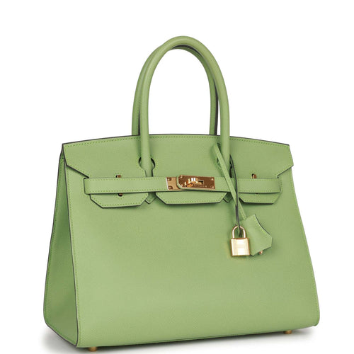 Pre-owned Hermes Birkin Sellier 30 Vert Criquet Epsom Gold Hardware