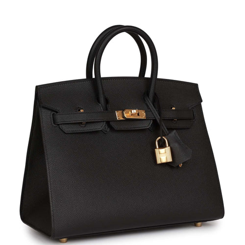 Hermes Birkin Sellier 25 Black Epsom Gold Hardware