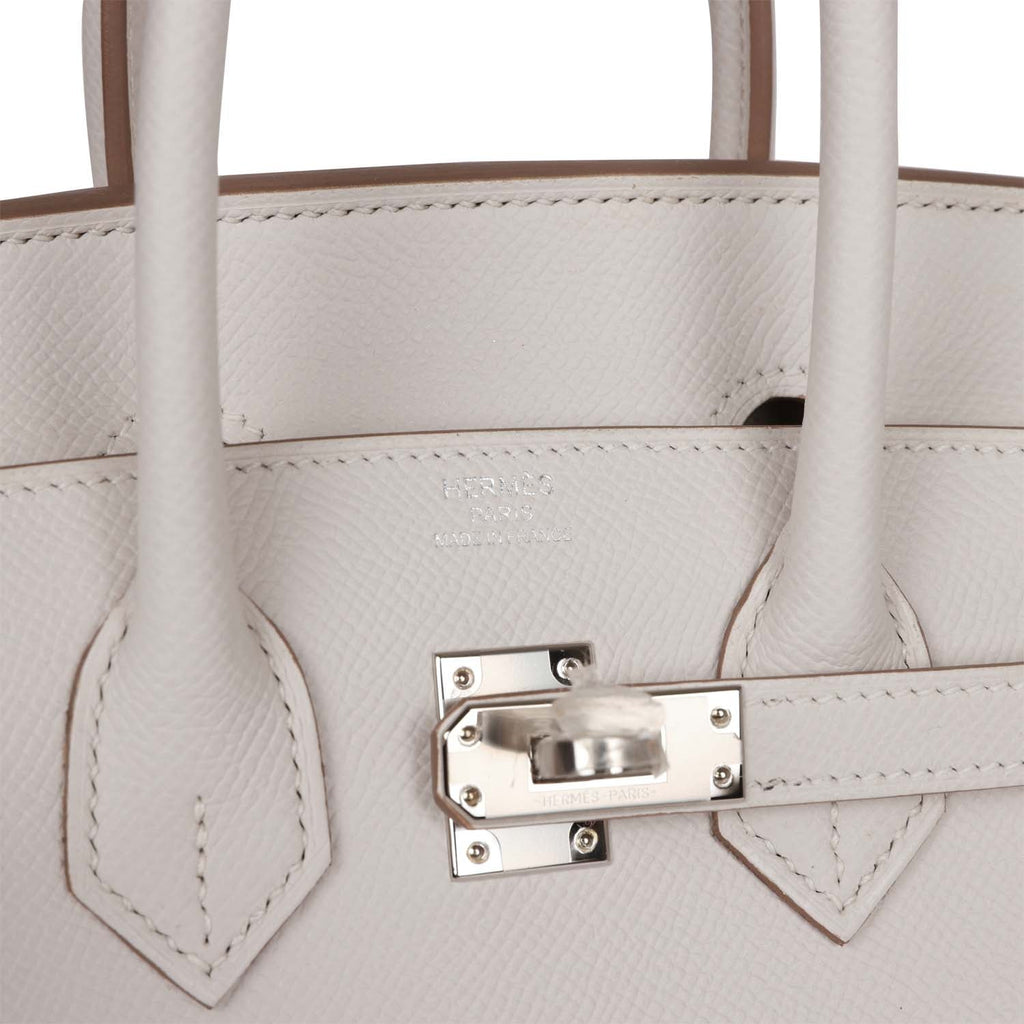 Hermes Personal Birkin Sellier bag 25 Nata/ Gris asphalt Epsom leather Matt  gold hardware