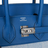 Hermes Birkin 25 Bleu Bill Toile H and Bleu France Swift Palladium Hardware