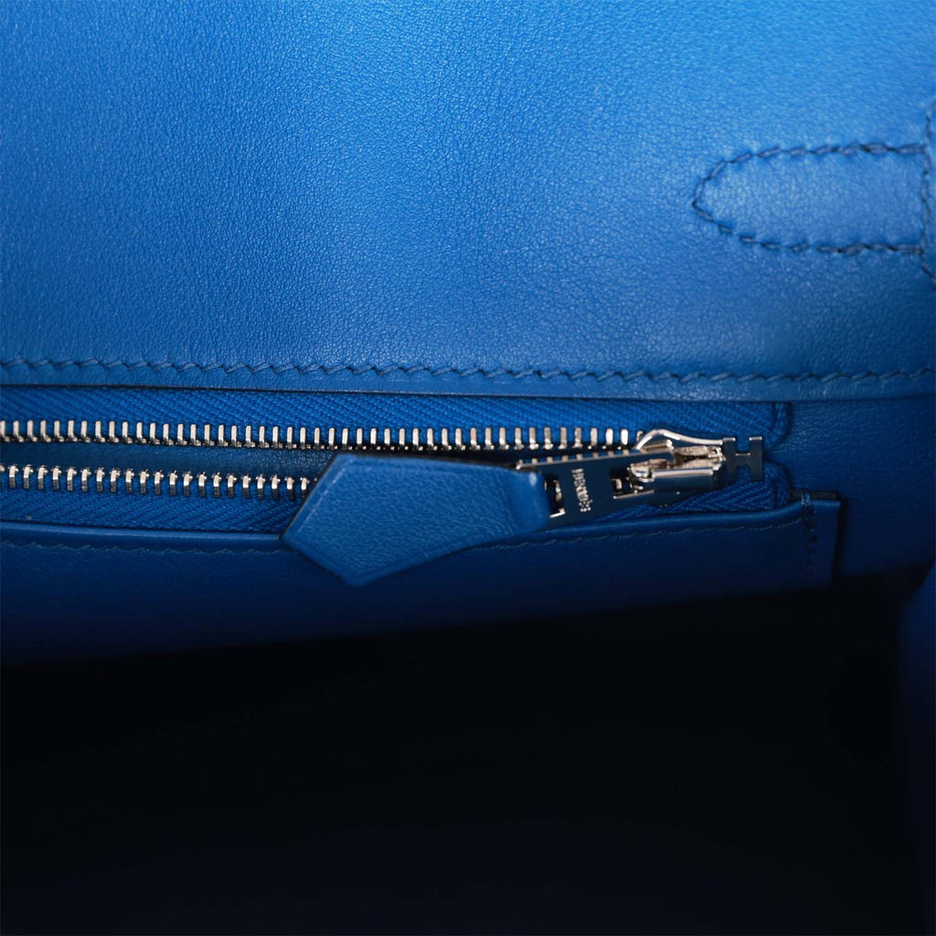 Hermes Birkin 25 Bleu Bill Toile H and Bleu France Swift Swift Palladium Hardware
