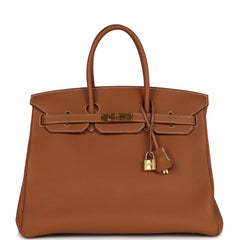 Pre-owned Hermes Birkin 35 Gold Togo Gold Hardware