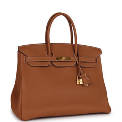 Pre-owned Hermes Birkin 35 Gold Togo Gold Hardware