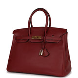 Pre-owned Hermes Birkin 35 Rouge H Togo Gold Hardware