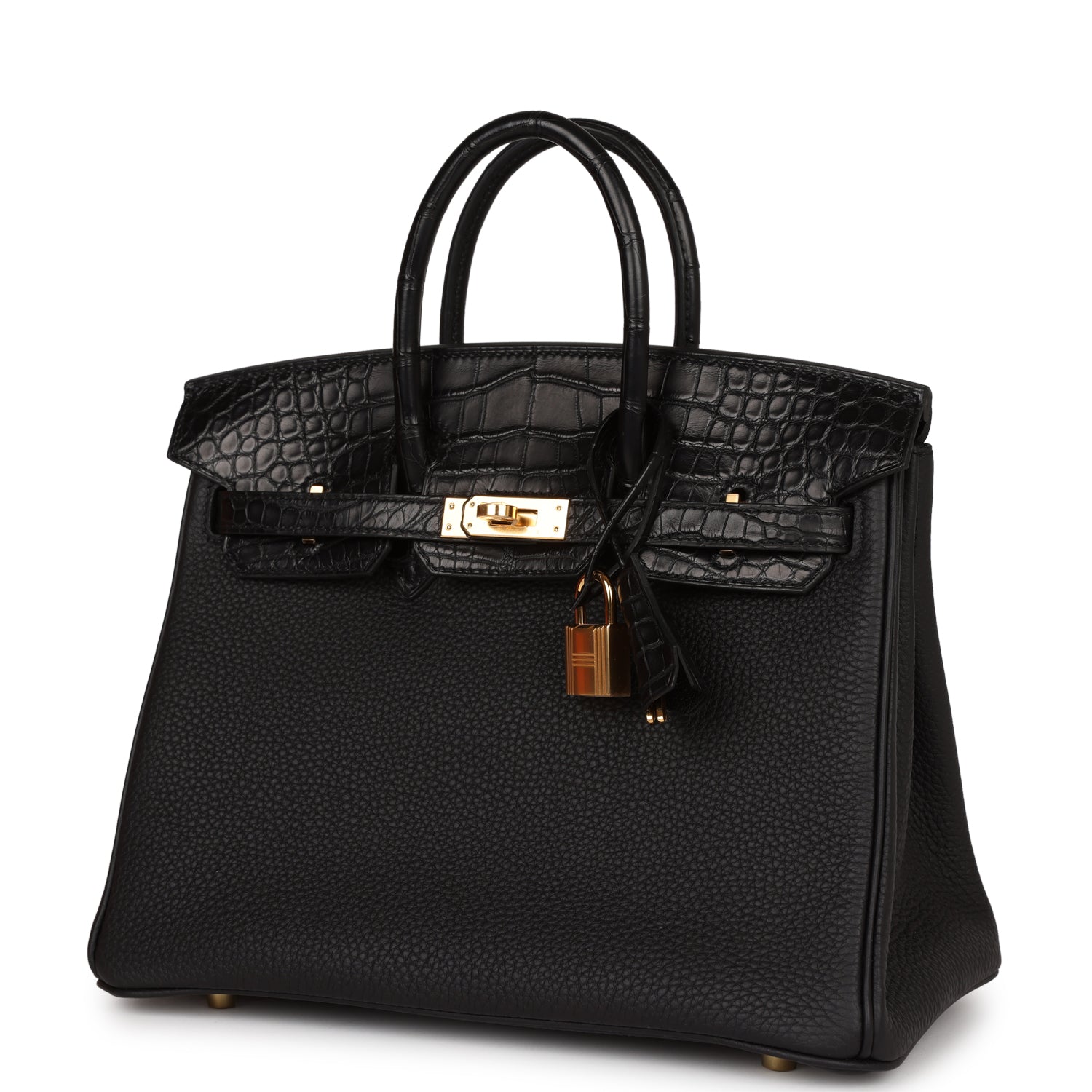 Hermes Birkin 25 Black Matte Alligator Togo Touch Gold Hardware