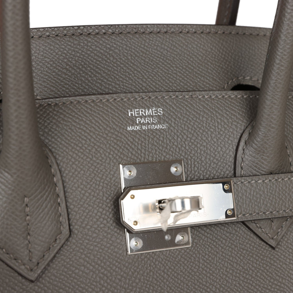 Hermes Birkin Sellier bag 30 Etoupe grey Epsom leather Silver hardware