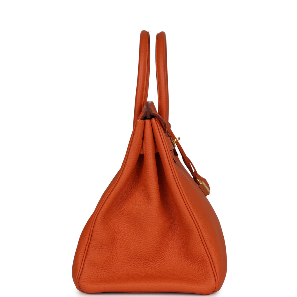 Hermes Clemence Leather Birkin Bag 35 Orange