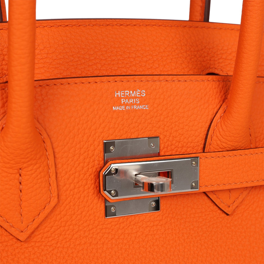 Hermes Orange Togo Leather Palladium Birkin 30 Bag Hermes