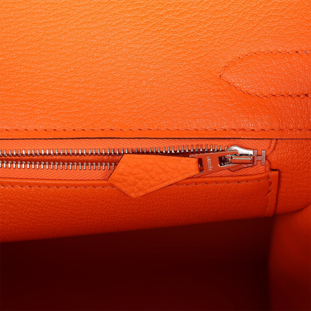 Hermès 30 CM Red Birkin Bag with orange piping and interior. Please DM for  further info