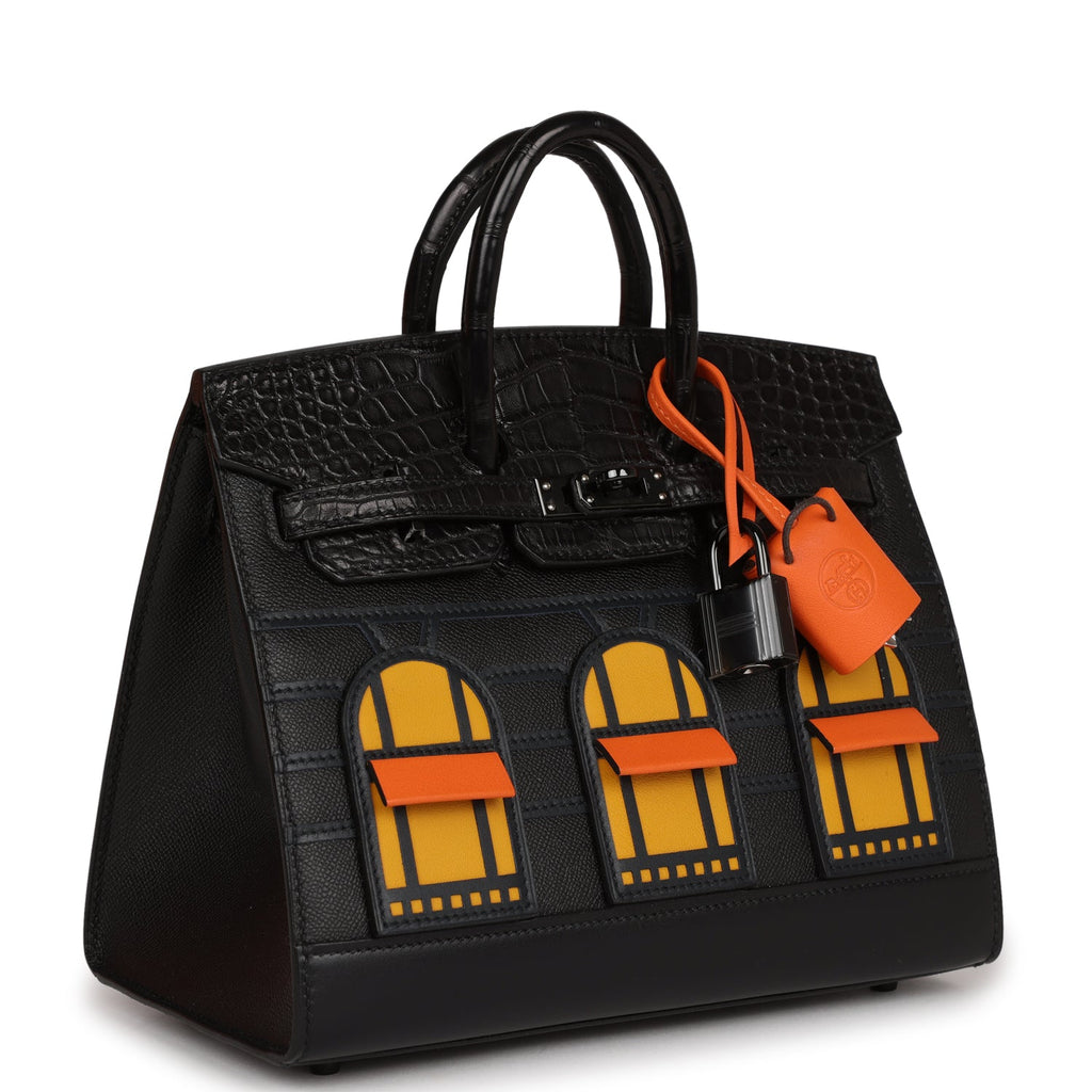 Hermès Birkin 20 Faubourg Sellier Black Matte Alligator Bag For