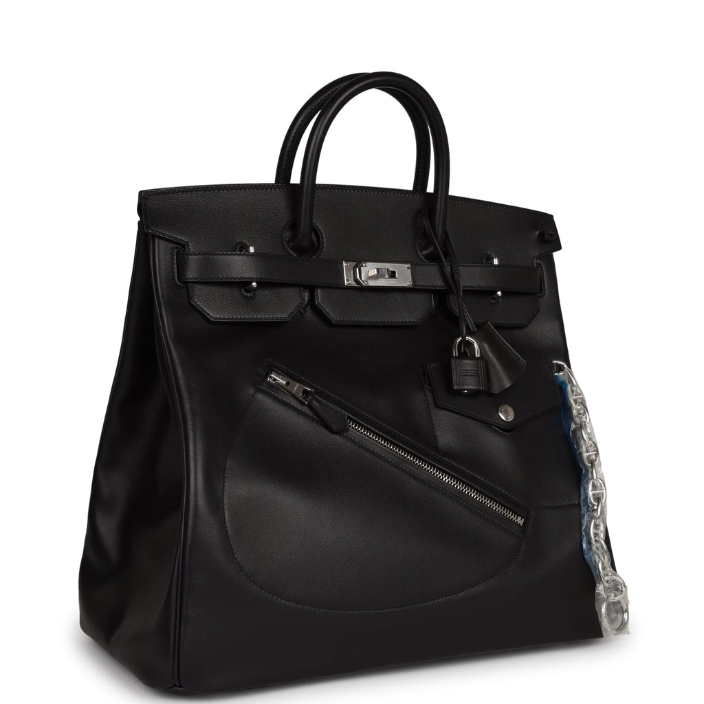 Hermes HAC Birkin Bag Criss Cross Toile and Black Evercolor with Palladium  Hardware 40 Black 2305171