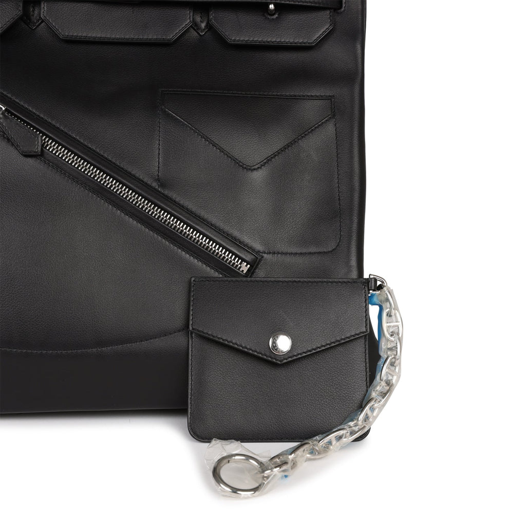 Hermes HAC Birkin 40 Handbag Black Clemence Leather Palladium Hardware -  Ideal Luxury
