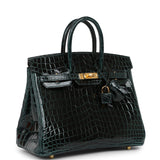 Hermes Birkin 25 Vert Cypress Shiny Niloticus Crocodile Gold Hardware