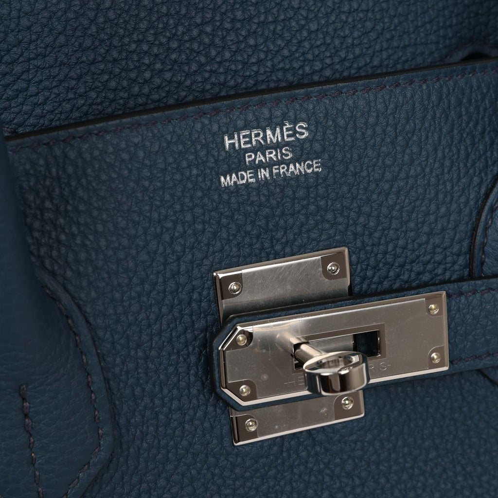 Hermes Birkin Handbag Bleu De Prusse Tadelakt with Gold Hardware 30 at  1stDibs