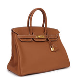 Pre-owned Hermes Birkin 35 Gold Togo Gold Hardware