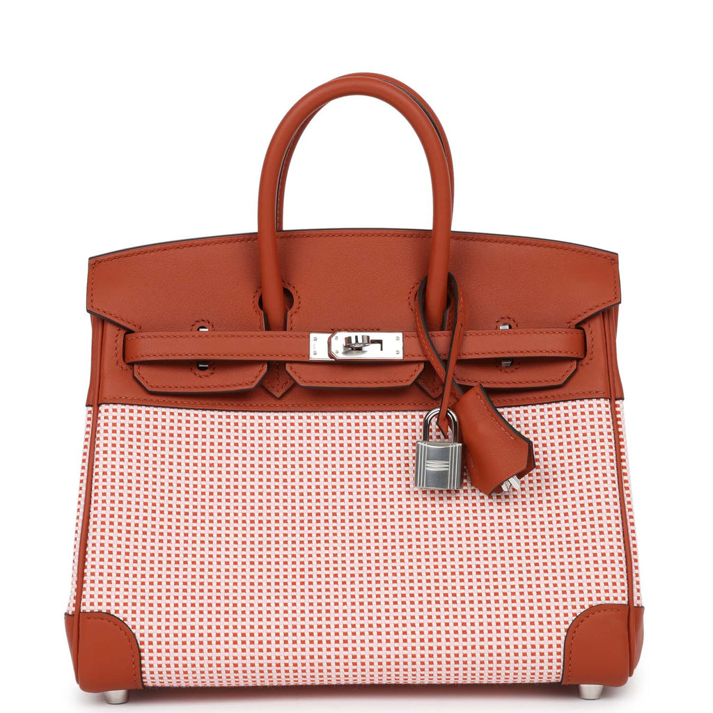 Hermes Birkin Handbag Orange Swift with Palladium Hardware 25