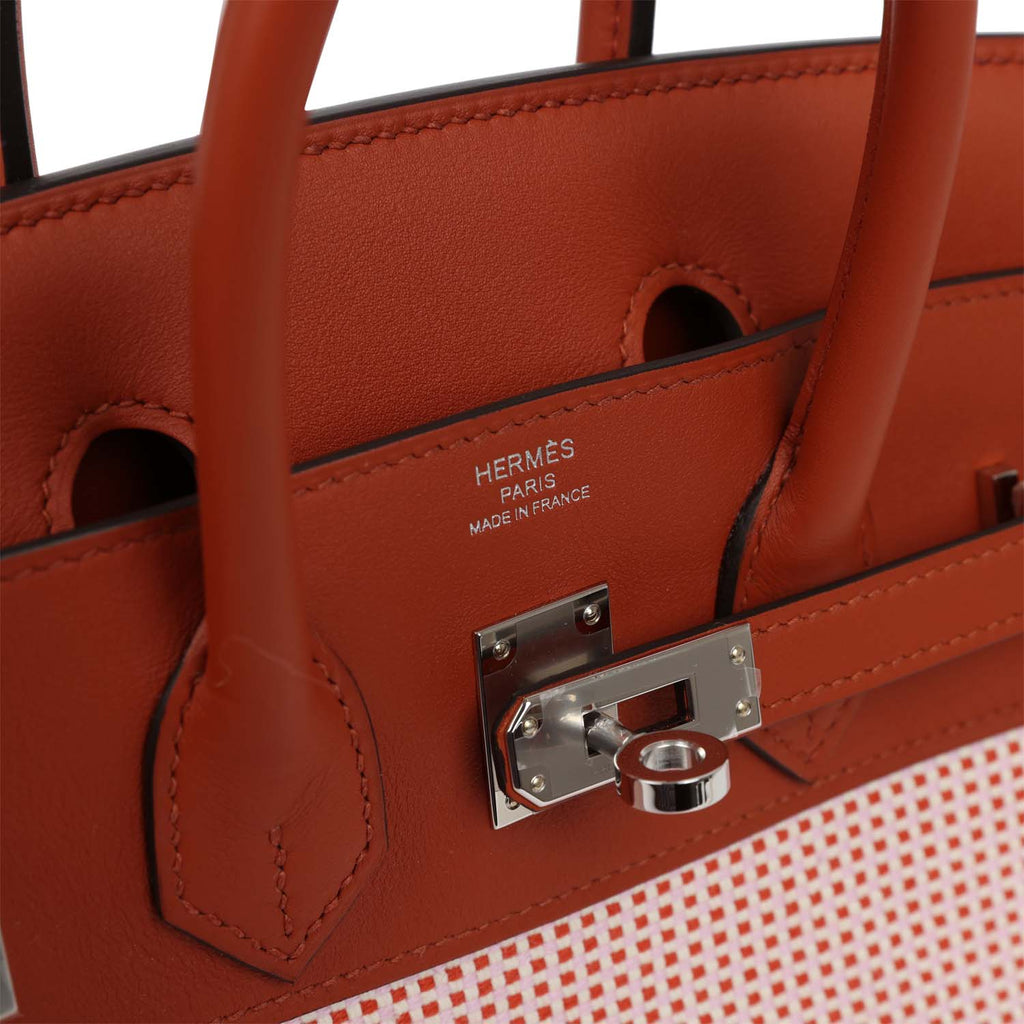 Hermes Quadrille Birkin 25 Sanguine Swift and Toile Palladium Hardware –  Madison Avenue Couture