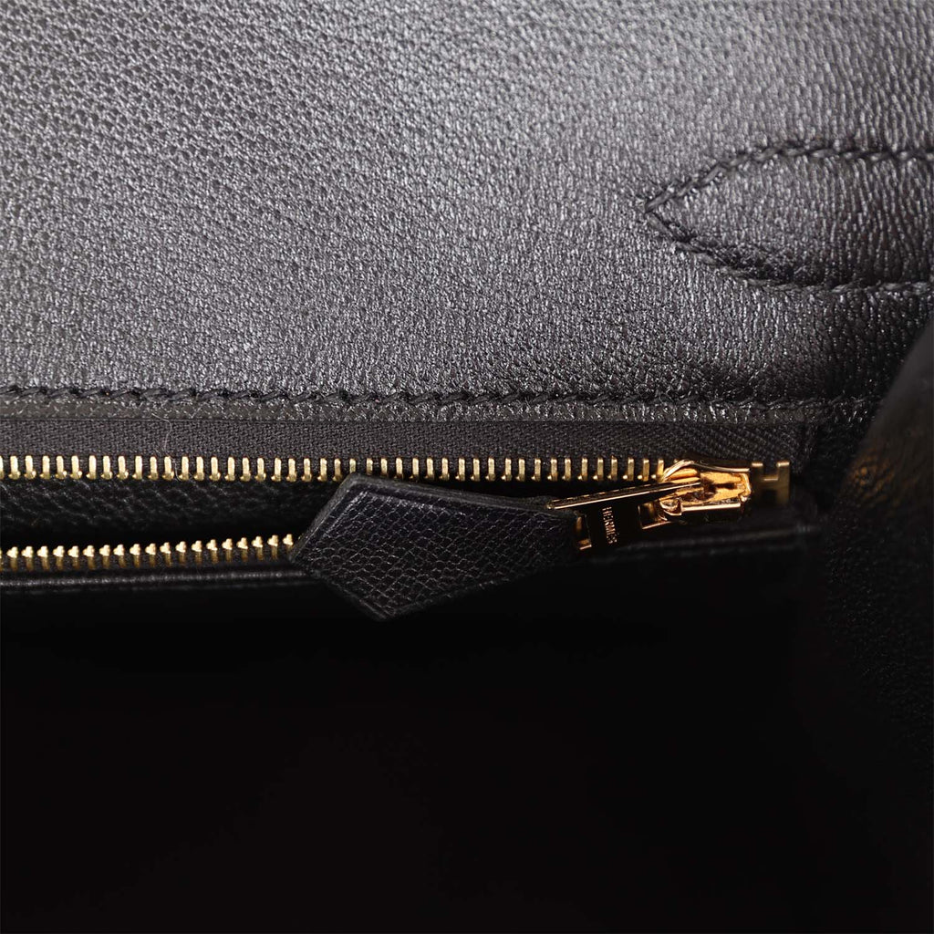 A BLACK MADAME LEATHER SELLIER BIRKIN 25 WITH GOLD HARDWARE
