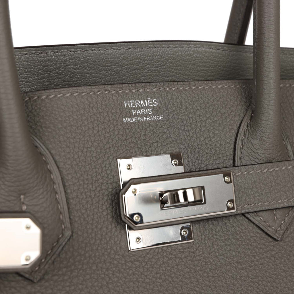Hermès Birkin 30 Top Handle Bag 3 In 1 In Biscuit Togo Swift Canvas With  Palladium Hardware