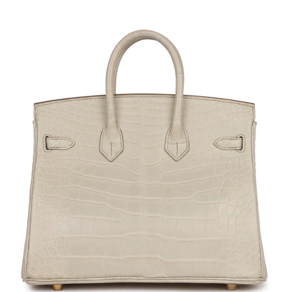 Hermes Birkin Bag Alligator Leather Gold Hardware In White