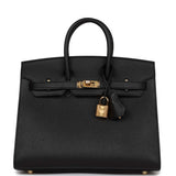 Hermes Birkin Sellier 25 Black Epsom Gold Hardware