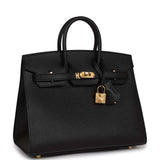 Hermes Birkin Sellier 25 Black Epsom Gold Hardware