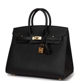 Hermes Birkin Sellier 25 Black Epsom Gold Hardware