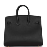 Hermes Birkin Sellier 25 Black Epsom Gold Hardware